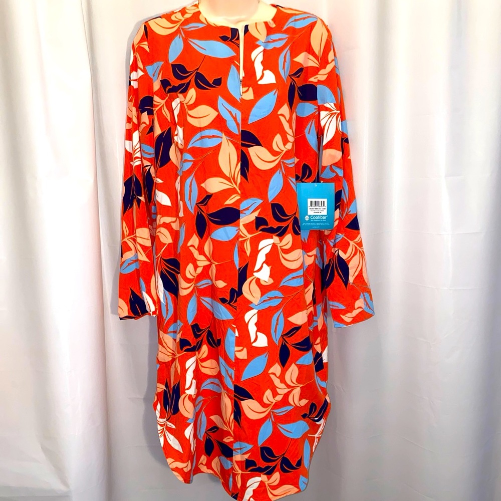 Coolibar Whitney Tunic Dress XS UPF50 Lightweight Roll Tab Sleeve Zip NWT